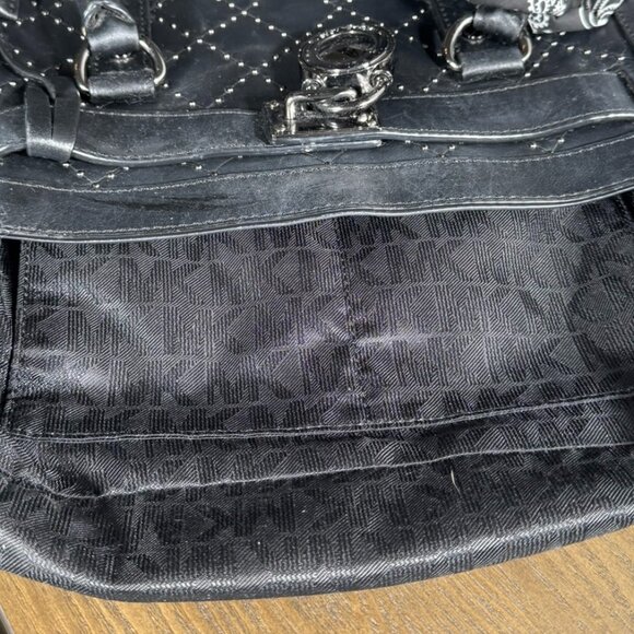 Michael Kors Hamilton Micro Stud Quilted Satchel β Black Leather Luxe! - Picture 10 of 16